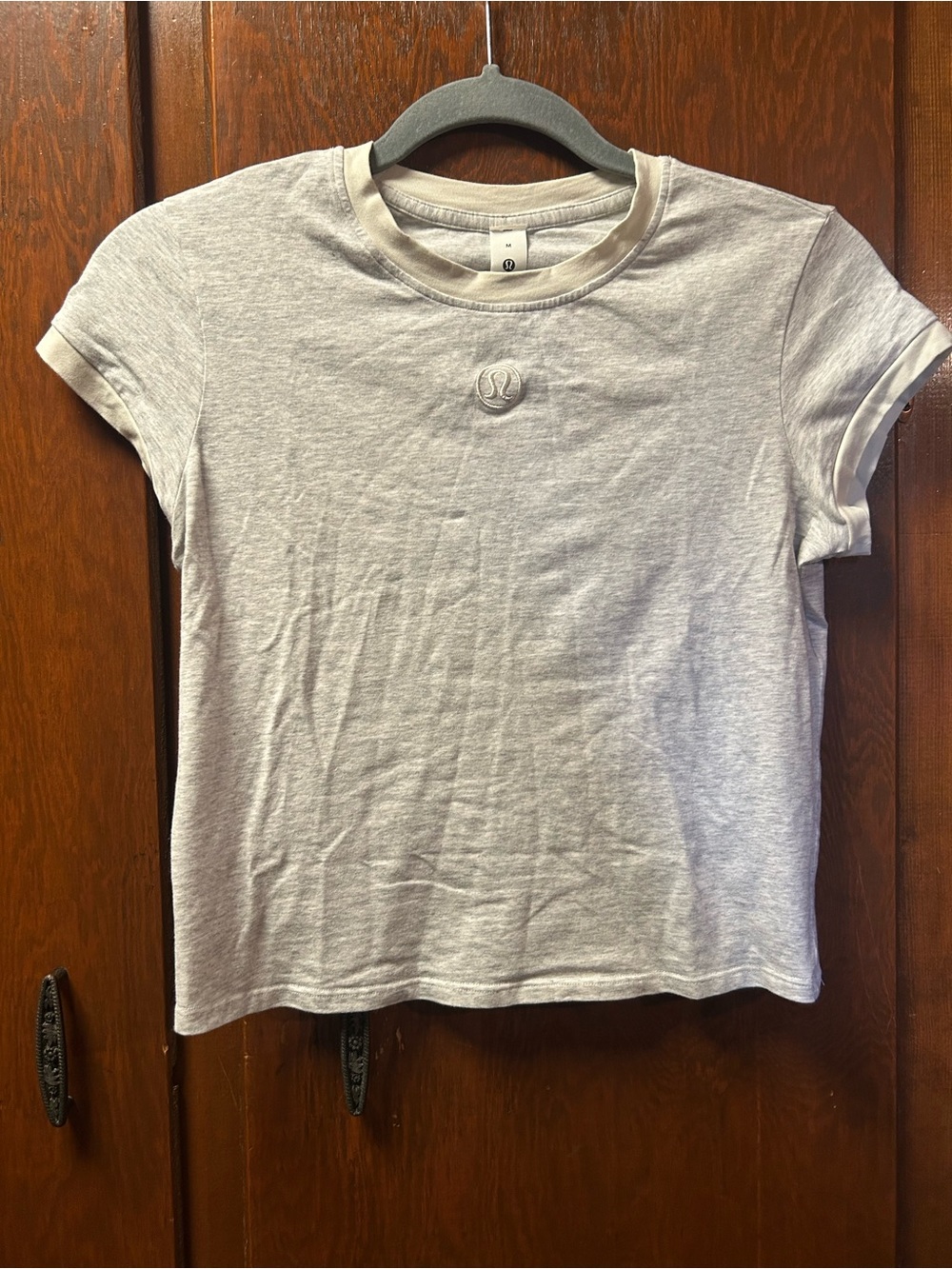 Lululemon Heather Gray Short Sleeve Logo Tee